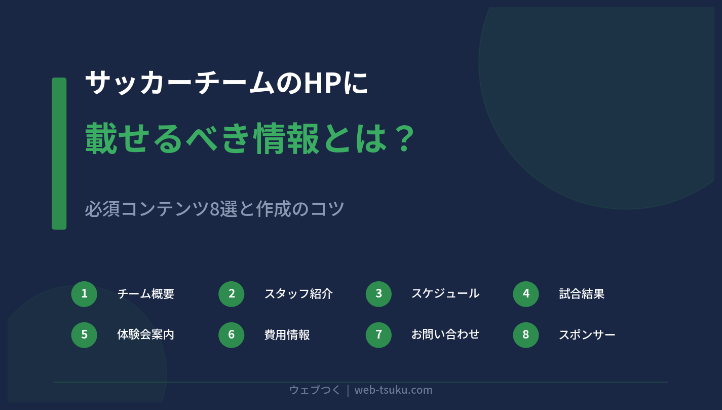サッカーチームのホームページに載せるべき情報とは？必須コンテンツ8選と作成のコツ